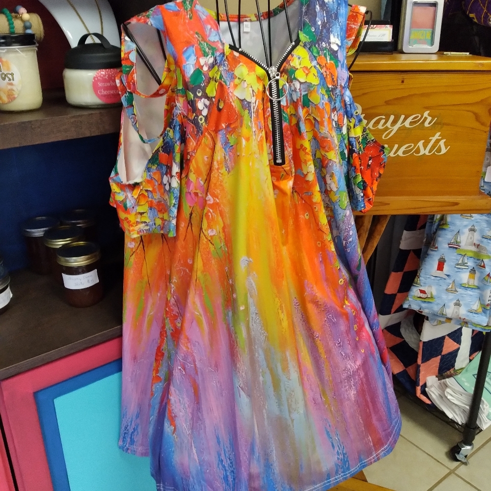 Cold shoulder polyester shirt